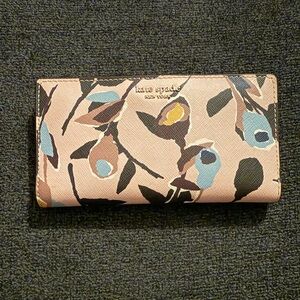Kate Spade Leaf Pattern Wallet - Tan and Blue